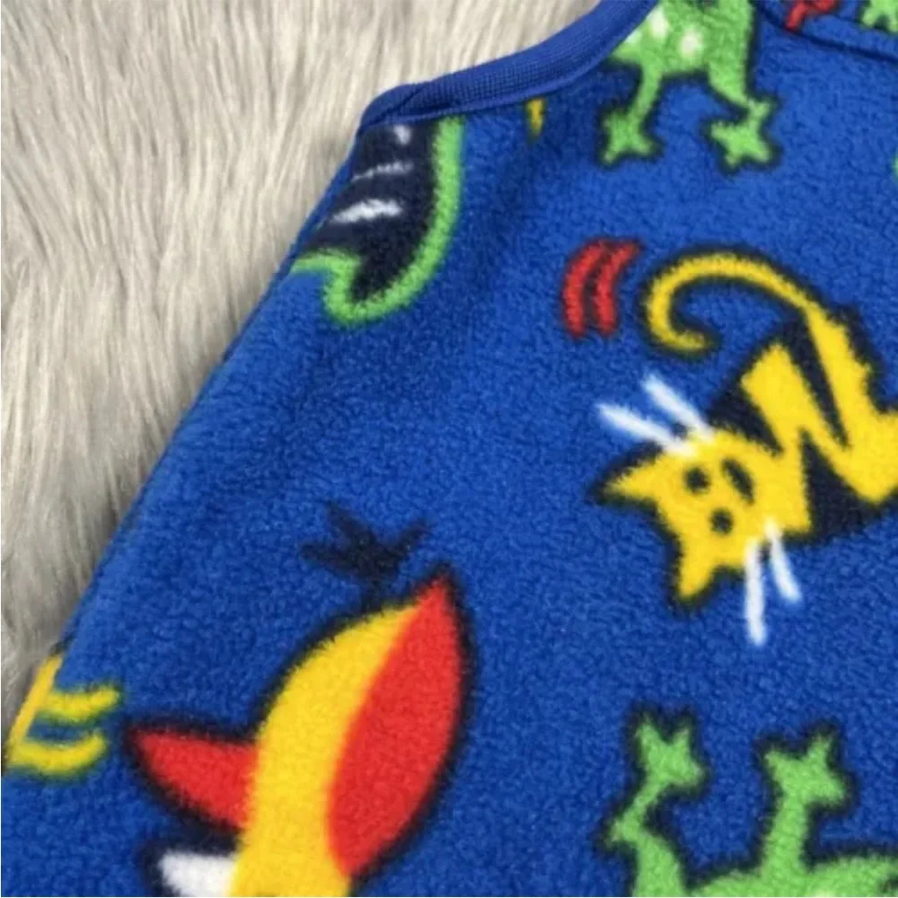 Vintage Columbia Blue Animal Fleece Vest Kids 4/5
